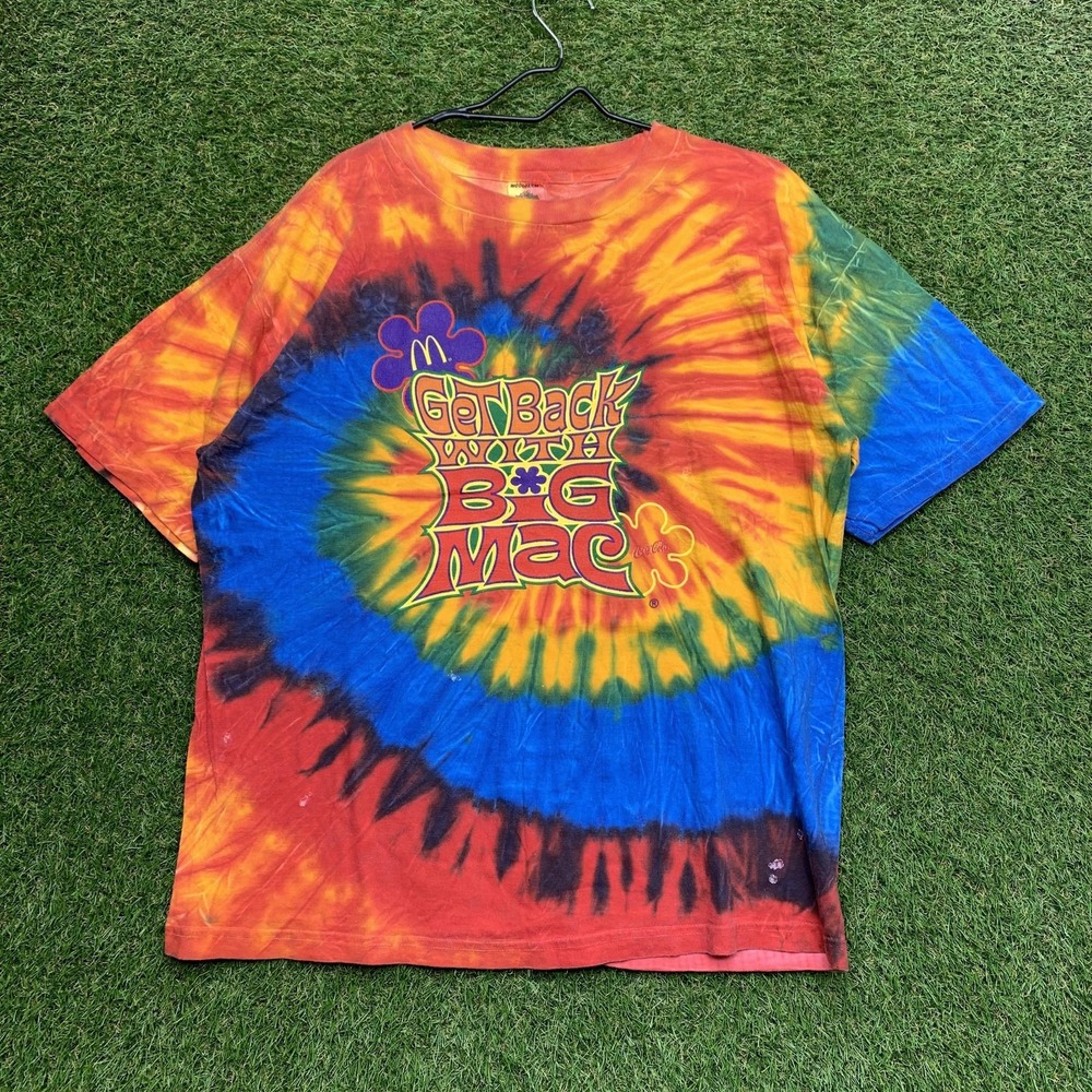McDonalds Woodfarm Shirt Mens XL Tie Dye Get Back With Big Mac Graphic Tee